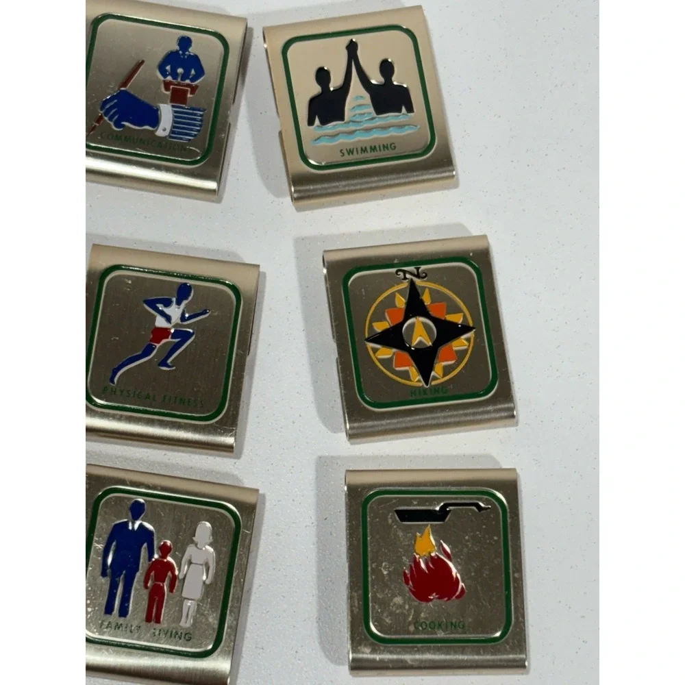 BSA Boy Scouts of America Lot of 9 Metal Skill Belt‎ + Star Service Pins Lot